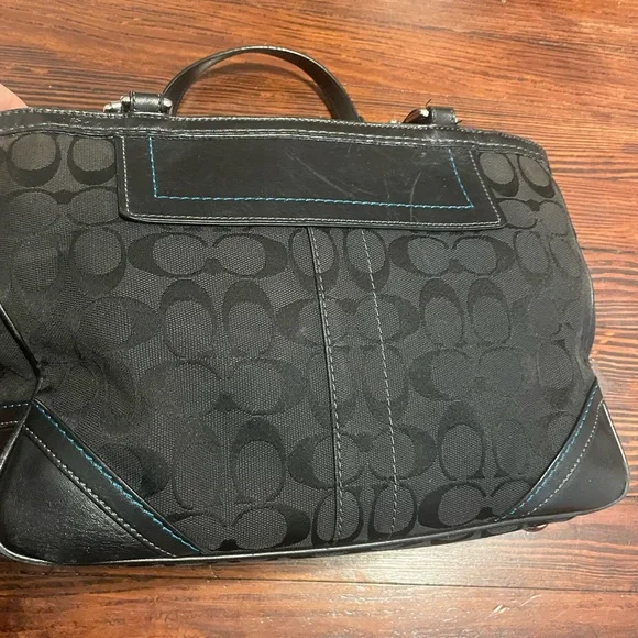 Authentic Coach Signature Gallery Handbag Black Jacquard 8k49 Good Condition - Picture 5 of 7